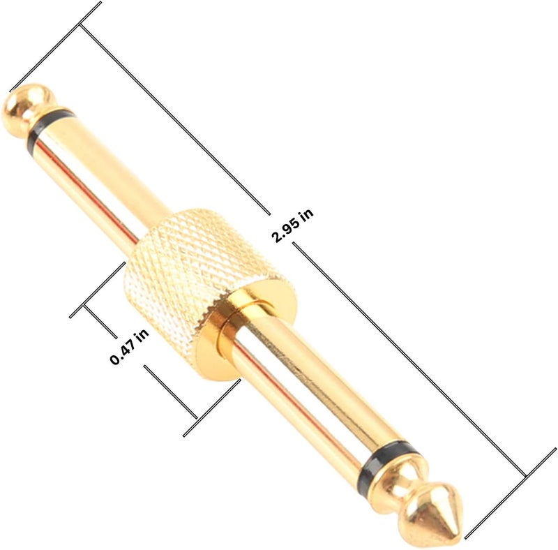 Devinal Professional Guitar Pedal Coupler, 1/4 inch TS Guitar Effects Pedal Connector Straight Type, Gold Planted (4 Pack) - Image 3