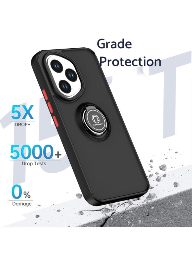 Muzz Honor 400 Case, Camera Protection Thin Translucent Shockproof Matte Back Cover with 360 rotational Car Mount Magnetic Ring Holder Case For (Black, Honor 400) - Image 5