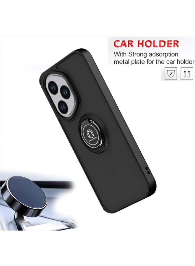 Muzz Honor 400 Case, Camera Protection Thin Translucent Shockproof Matte Back Cover with 360 rotational Car Mount Magnetic Ring Holder Case For (Black, Honor 400) - Image 3