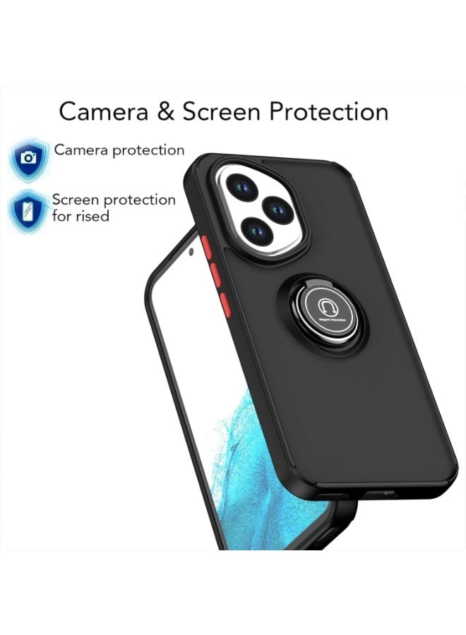 Muzz Honor 400 Case, Camera Protection Thin Translucent Shockproof Matte Back Cover with 360 rotational Car Mount Magnetic Ring Holder Case For (Black, Honor 400) - Image 4