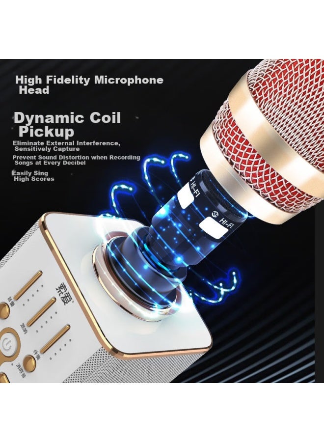 Soaiy Mc1 Wireless Karaoke Mobile Microphone Host Singing Tool, Microphone Speaker All-in Wireless Bluetooth, For Home And Outdoor Ktv, Champagne Gold - Image 4