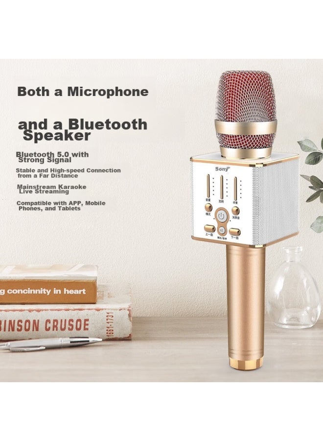 Soaiy Mc1 Wireless Karaoke Mobile Microphone Host Singing Tool, Microphone Speaker All-in Wireless Bluetooth, For Home And Outdoor Ktv, Champagne Gold - Image 5