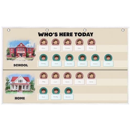 Grekos Attendance Pocket Chart for Classroom, Durable Classroom Management Pocket Chart 36 People Cards Included, Helping Hands Pocket Chart for Preschool Sunday School Kindergarten Daycare (Attendance） - Image 1