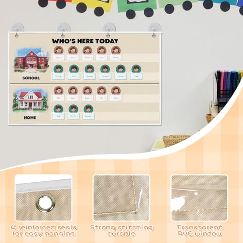 Grekos Attendance Pocket Chart for Classroom, Durable Classroom Management Pocket Chart 36 People Cards Included, Helping Hands Pocket Chart for Preschool Sunday School Kindergarten Daycare (Attendance） - Image 2