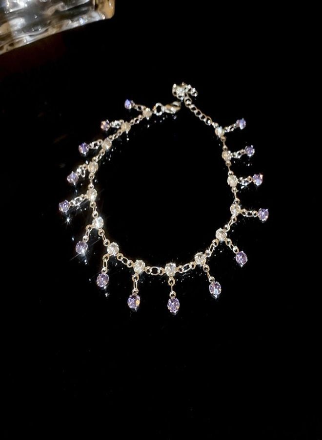 قلادة قطرة الماء المرصعة بالماس الأرجواني + سوار قطرة الماء المرصع بالماس الأرجواني - Image 3