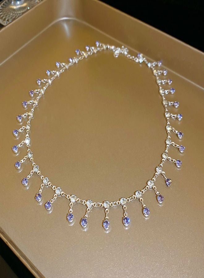 قلادة قطرة الماء المرصعة بالماس الأرجواني + سوار قطرة الماء المرصع بالماس الأرجواني - Image 4