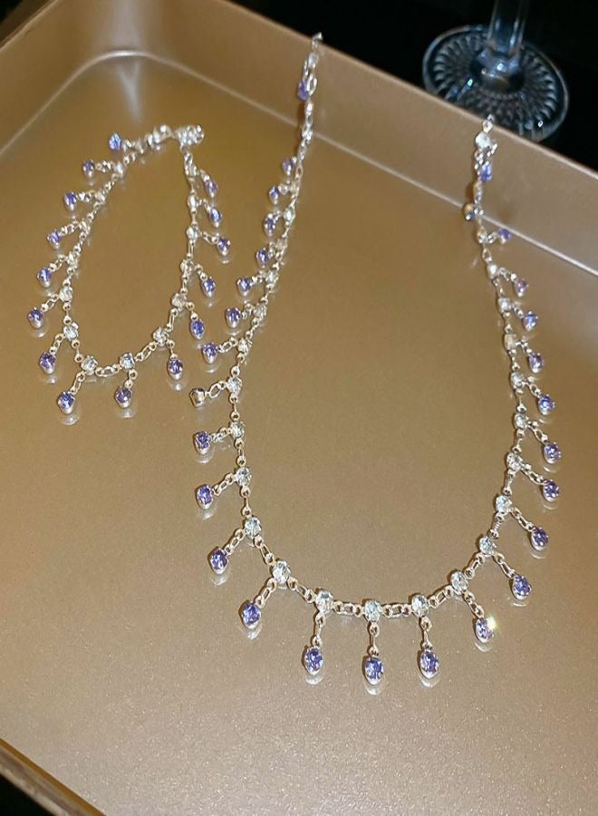 قلادة قطرة الماء المرصعة بالماس الأرجواني + سوار قطرة الماء المرصع بالماس الأرجواني - Image 5