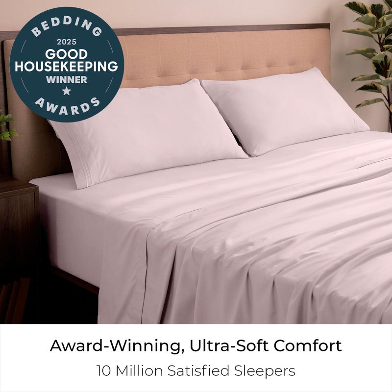 Mellanni King Sheets Set - 4 PC Iconic Collection Bedding - Hotel Luxury, Extra Soft, Cooling Bed Sheets - Wrinkle, Fade, Stain Resistant (King, Blush Pink) - Image 2