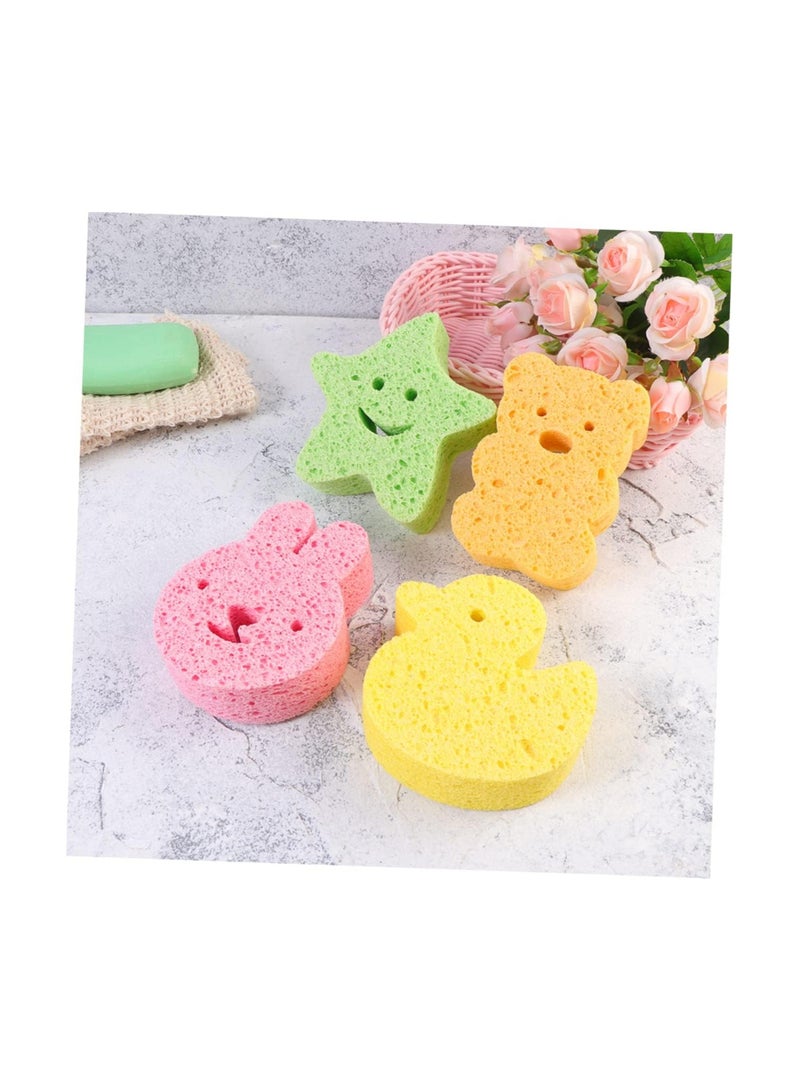 4 Pcs Baby Bath Sponges Cute Shower Sponges in Different Shapes Soft Absorbent Natural Wood Pulp Bathing Cotton for Kids Infant - Image 5