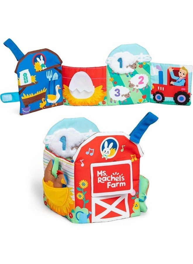 Ms. Rachel مزرعة التعلم الحسية الرسمية، كتاب أطفال ناعم قابل للطي مع بقرة محشوة، ألعاب تعليمية للأطفال من عمر 3 أشهر إلى 18 شهرًا - Image 1