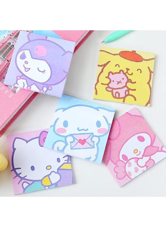 GIFT 5 Pack Cute Sticky Notes, Kawaii Notes Pads Sticky Notes Self-Sticky Note Personalized Sticky Notes Cute School Supplies Fun Office Supplies for Study and Decoration Party(250 Sheets) - Image 4