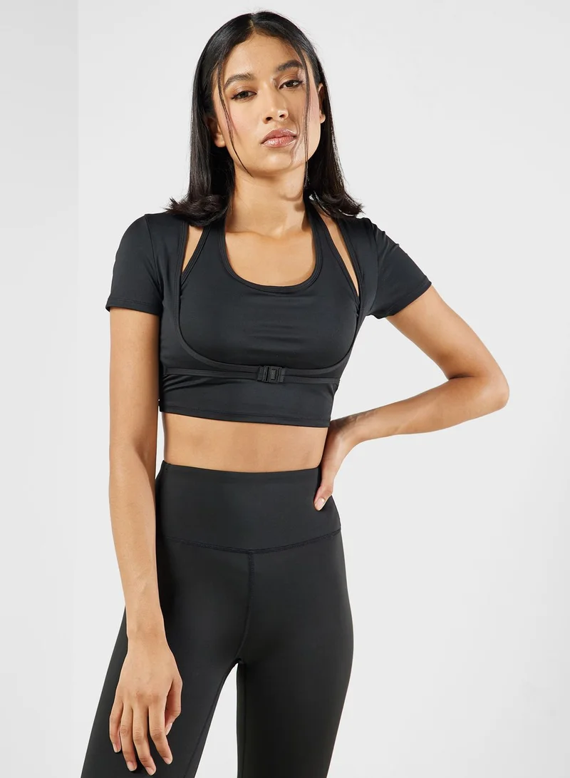 FRWD Cropped Layered T-shirt & Ankle Length Leggings Set