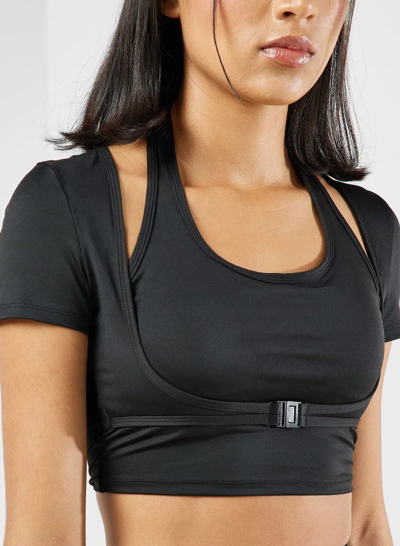 FRWD Cropped Layered T-shirt & Ankle Length Leggings Set