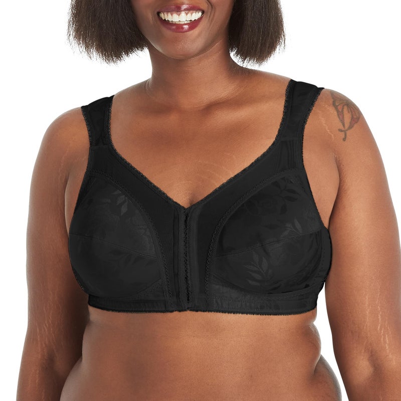 Playtex womens 18 Hour Front-close Wirefree W/ Flex Back Us4695 Full Coverage Bra, Black, 38DDD US - Image 1