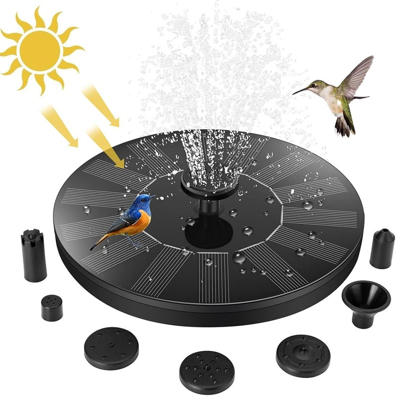 JSDOIN Solar Fountain Pump, Upgrade 1.4W Bird Bath, 4 Fixed Standing Holder, Solar Fountain with 6 Nozzle, Free Standing Outdoor Submersible Fountain Panel Kit for Pond, Pool, Patio, Garden - Image 1