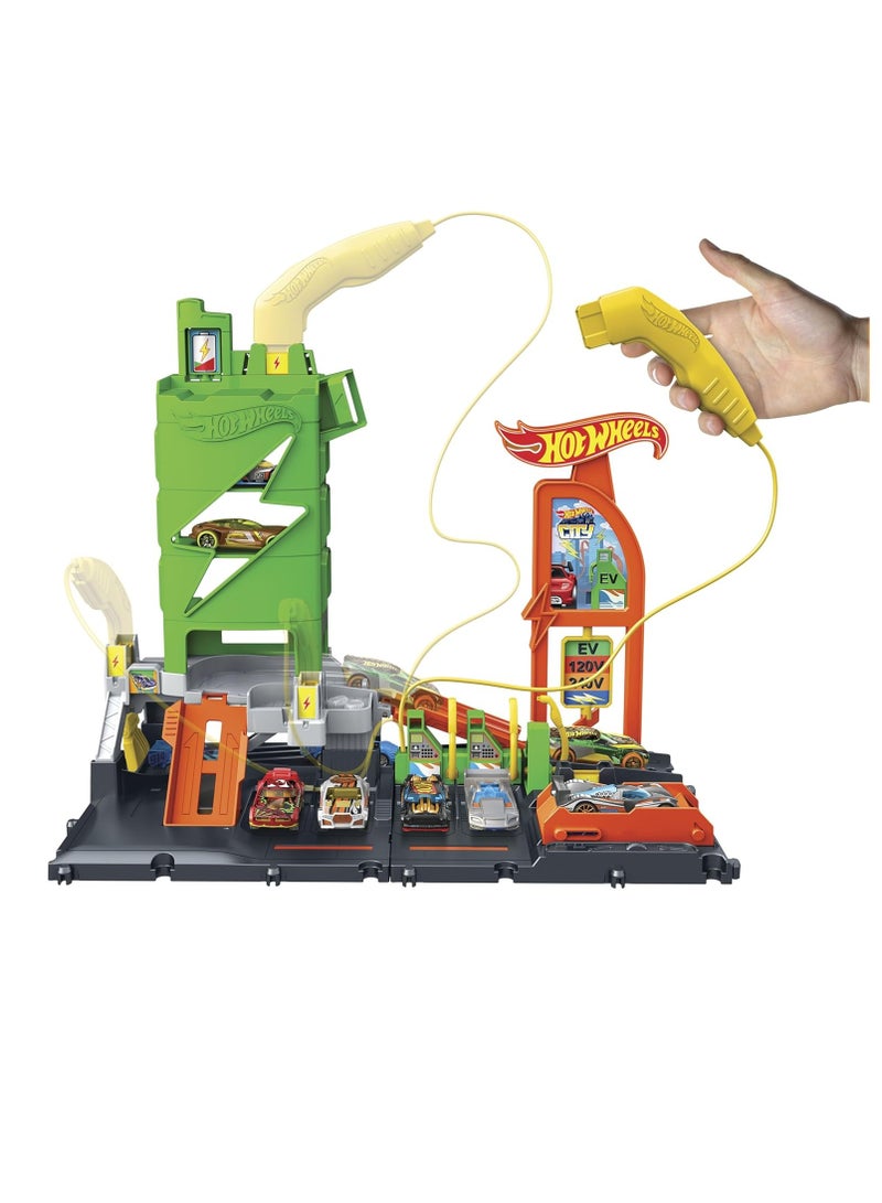 هوت ويلز محطة وقود سيتي سوبر ريتشارج مع سيارة لعبة بمقياس 1:64 - Image 3