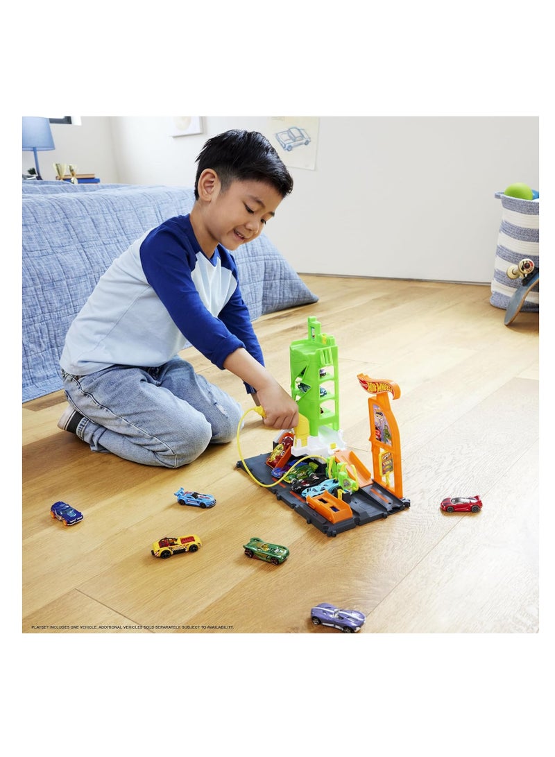 هوت ويلز محطة وقود سيتي سوبر ريتشارج مع سيارة لعبة بمقياس 1:64 - Image 4