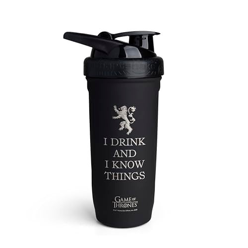 Smartshake Reforce Stainless Steel Protein Shaker Bottle NonInsulated Metal Gym Shaker Bottles 900ml 30oz Solid Leakproof Screw Lid BPA Free DEHP Free Game of Thrones I Know Things - Image 2