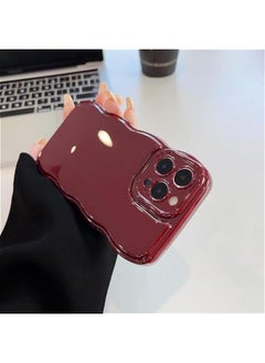 Generic BECAQ Women Phone Case for iphone 12 Pro Case,Simple Wave Design Wavy Frame Soft Silicone Aesthetic Phone Case for iphone 12 Pro Girls Case (Red, iphone 12 Pro)  - Image 3