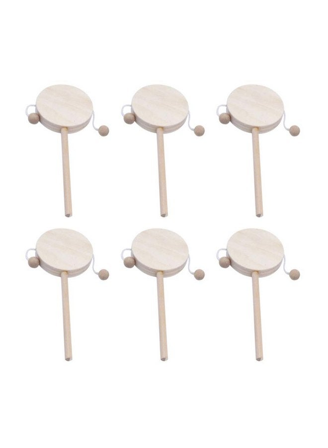 EXCEART Baby Toy 6pcs Wooden Musical Rattle Toy Unfinished Wooden Rattle-Drum Round Corner Handcraft Baby Shaking Drum Early Educational Toy for Kids DIY Painting Drawing Kids Toys