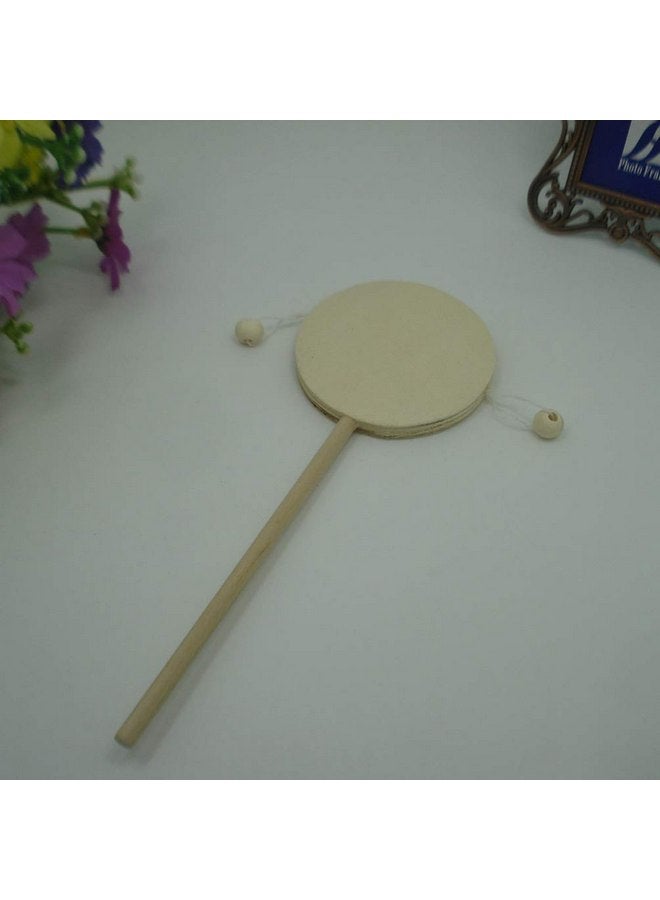 EXCEART Baby Toy 6pcs Wooden Musical Rattle Toy Unfinished Wooden Rattle-Drum Round Corner Handcraft Baby Shaking Drum Early Educational Toy for Kids DIY Painting Drawing Kids Toys
