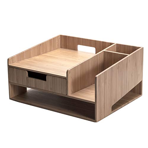 MobileVision 2 Pack Stackable Bamboo Paper Tray Office Organizer for Files, Documents, Letter Sorter, Envelopes and Magazine Holder - Image 1