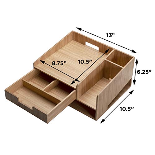 MobileVision 2 Pack Stackable Bamboo Paper Tray Office Organizer for Files, Documents, Letter Sorter, Envelopes and Magazine Holder - Image 3