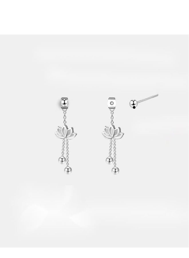 Beauenty Lotus tassel earrings for women with two sterling silver ornaments  - Image 1
