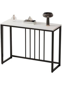 AGD Console Table for Entryway, Narrow MDF Side Table, Coffee Corner, Metal Frame, Sofa Table for Hallway and Living Room 100 x 30 x 80 cm, White  - Image 1