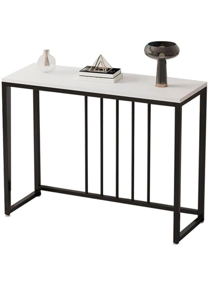 AGD - Console Table for Entryway, Narrow MDF Side Table, Coffee Corner, Metal Frame, Sofa Table for Hallway and Living Room 100 x 30 x 80 cm, White - Image 1