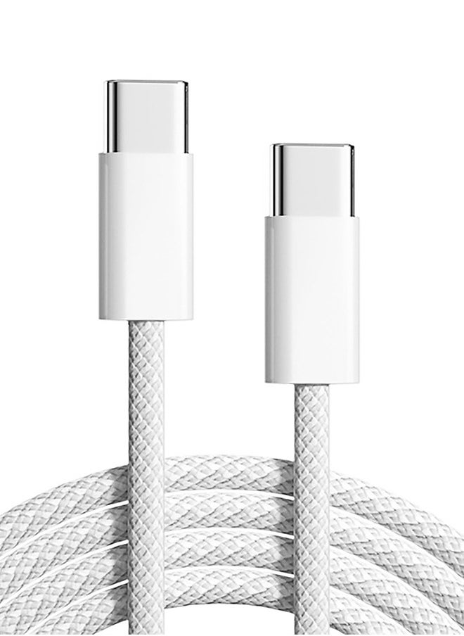 صورة العالمة كيبل USB سي إلى مضفر 60 واط سلك شحن أسرع لتوصيل الطاقة بطول 1 متر متوافق مع ايفون 15 15 برو 15 بلس 15 ماكس ايباد ميني ماك بوك اير أبيض  - Image 1