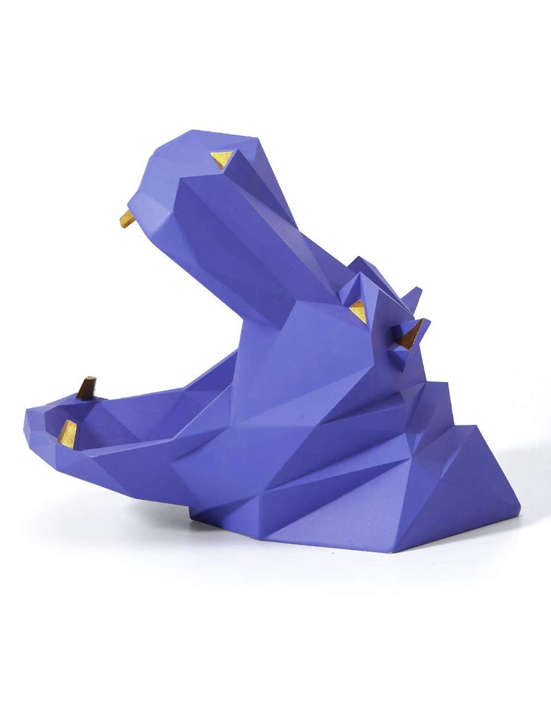 HAUCOZE HAUCOZE Hippo Statue Candy Dish Key Bowl Animal Gifts Sculpture Modern Home Decor Accessories Pop Arts Polyresin Cookie Jar Purple 91 inch 