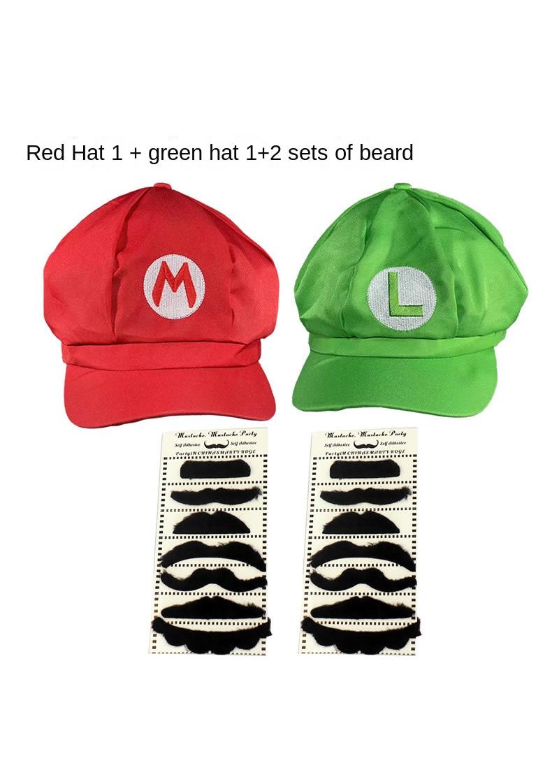 2Pcs Super Brother Mario and Luigi Costume Hats  Video Game Role Cosplay Kits Mario Dress Up Set For Party Cosplay - Image 1