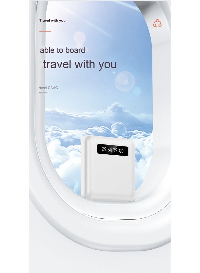 10000mAh Power Bank LED Digital Display Mini Portable Power Bank Slim and Lightweight Mobile Charger (White)  - Image 2