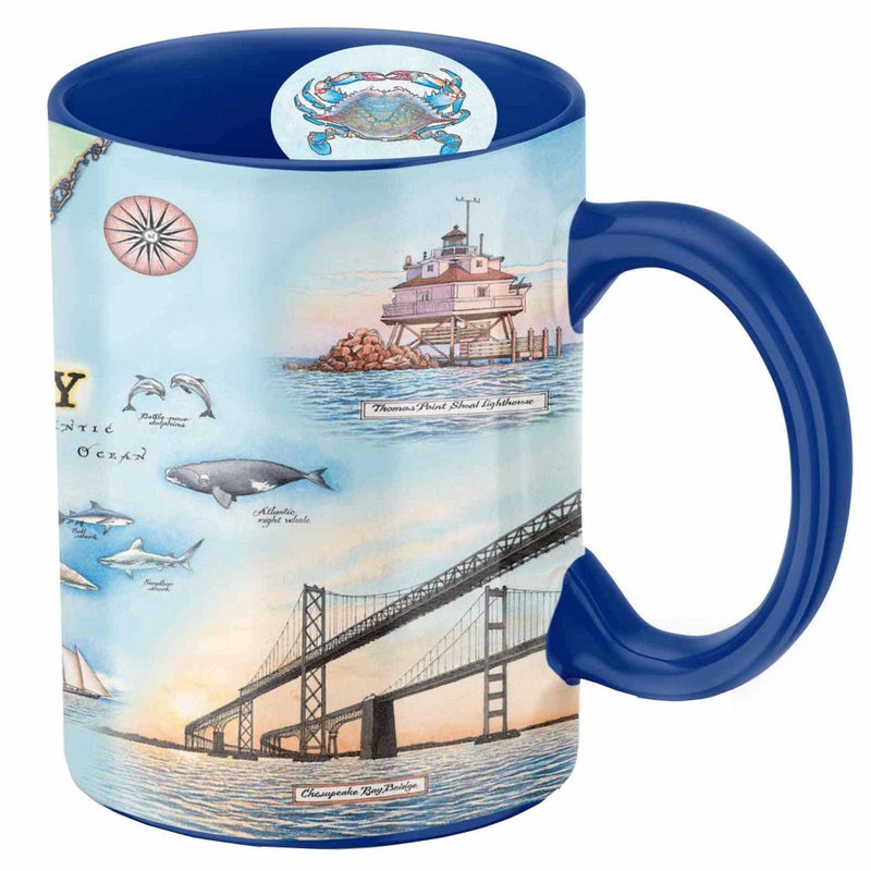 Xplorer Maps Chesapeake Bay Map Ceramic Mug 16oz BPAFree Coffee Cup for Hot Cold Drinks Perfect for Office Home or Gift