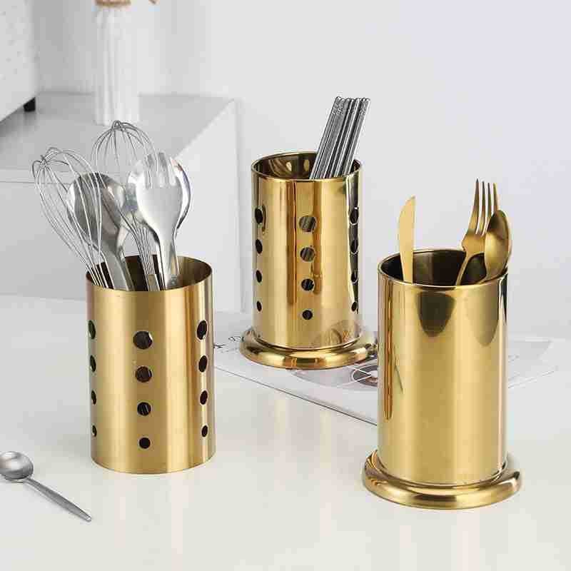 Golden Stainless Steel Chopsticks Holder Modern Simple Chopsticks Storage Box Thickened Kitchen Drain Chopsticks Cage Manufacturers - Image 2