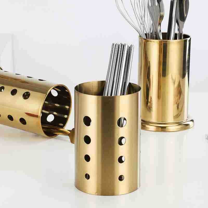 Golden Stainless Steel Chopsticks Holder Modern Simple Chopsticks Storage Box Thickened Kitchen Drain Chopsticks Cage Manufacturers - Image 3