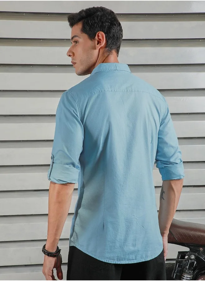 هاي ستار Men Dusty Blue Shirts