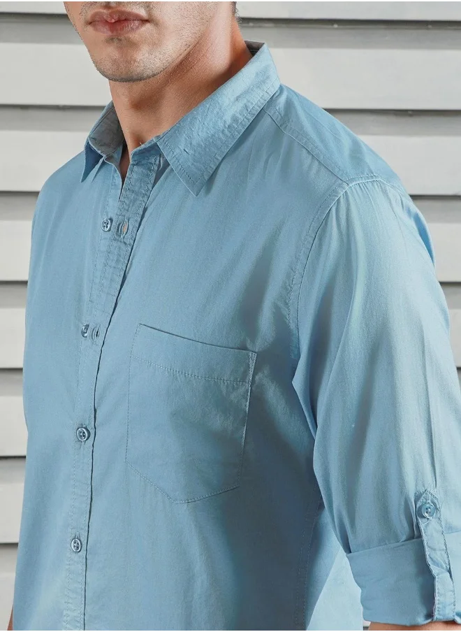 هاي ستار Men Dusty Blue Shirts