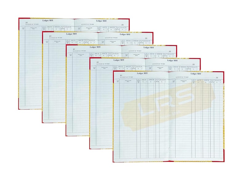 LRS Ledger Register Size - 32 x 20 cm - Hard Bound - 70 GSM Ledger Paper (200 Pages - Pack of 5) - Image 1