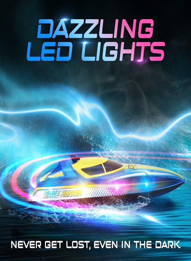 BEZGAR Remote Control Boat for Kids - 2.4GHz Fast RC Boat with LED Lights & Portable Suitcase for Pools, Lakes & Salt Water, Summer Water Toys Gifts for Boys & Girls Age 6 7 8-12 Years Old - Image 2