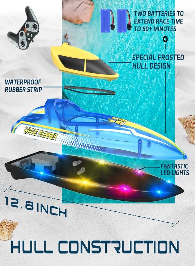 BEZGAR Remote Control Boat for Kids - 2.4GHz Fast RC Boat with LED Lights & Portable Suitcase for Pools, Lakes & Salt Water, Summer Water Toys Gifts for Boys & Girls Age 6 7 8-12 Years Old - Image 3