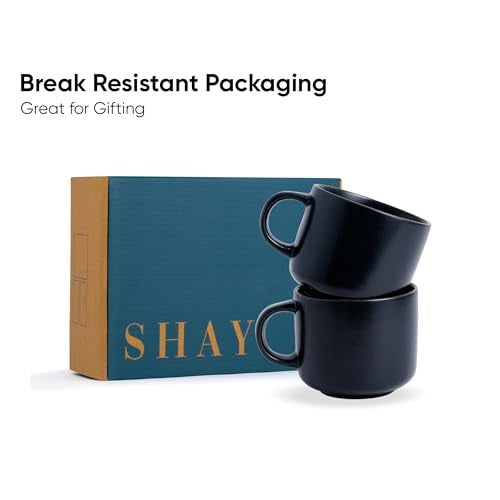 Shay Ceramic Coffee Mugs, Set of 2, Black Japandi, 350ml | Coffee Cup | Matte Finish | Premium Porcelain Coffee Cup (Japandi Mug - Black - Set of 2) - Image 5