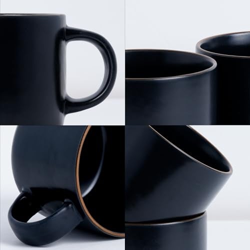 Shay Ceramic Coffee Mugs, Set of 2, Black Japandi, 350ml | Coffee Cup | Matte Finish | Premium Porcelain Coffee Cup (Japandi Mug - Black - Set of 2) - Image 3