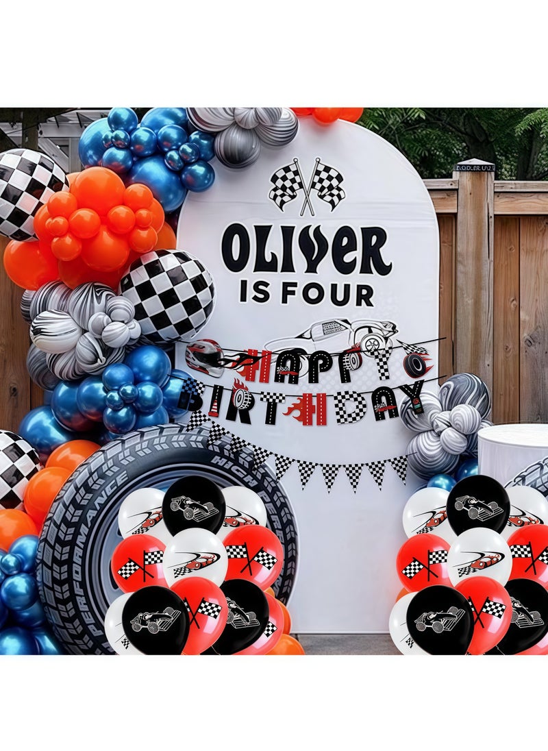 5pcs sports car racing theme birthday party balloon set, birthday party decoration balloons, special event party decorations, bachelor party background decorations, party decorations, can be used indoors and outdoors(Includes Balloon Pump)  - Image 1