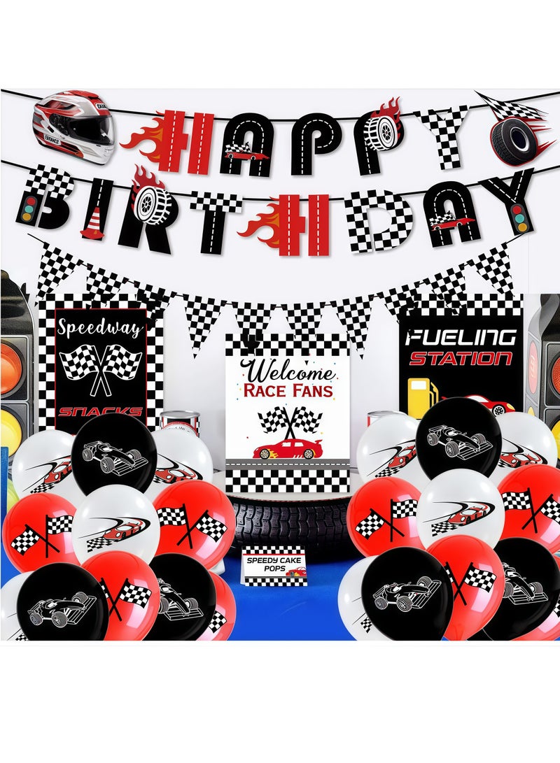 5pcs sports car racing theme birthday party balloon set, birthday party decoration balloons, special event party decorations, bachelor party background decorations, party decorations, can be used indoors and outdoors(Includes Balloon Pump) - Image 1