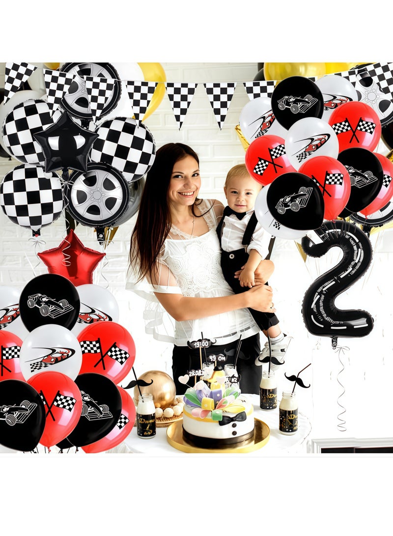 5pcs sports car racing theme birthday party balloon set, birthday party decoration balloons, special event party decorations, bachelor party background decorations, party decorations, can be used indoors and outdoors(Includes Balloon Pump) - Image 3
