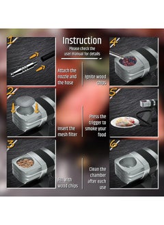 Generic Portable Smoking Gun Set with Wood Chips And Lid Accessories for BBQ Cheeses Salmon Steak Meat  - Image 2