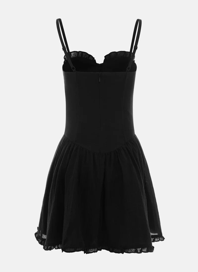 Lichi Mini dress with ruffles on bodice and puffy skirt