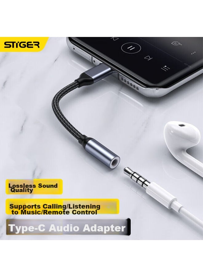 ستيجر Stiger [plug And Play] محول من Type-c إلى 3.5mm كابل صوتي لـ Huawei P50/mate40pro، Redmi K6013 Usb-c - Image 1
